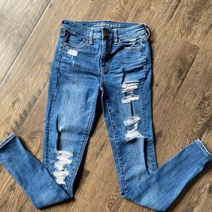 American Eagle highwaisted ripped jeans